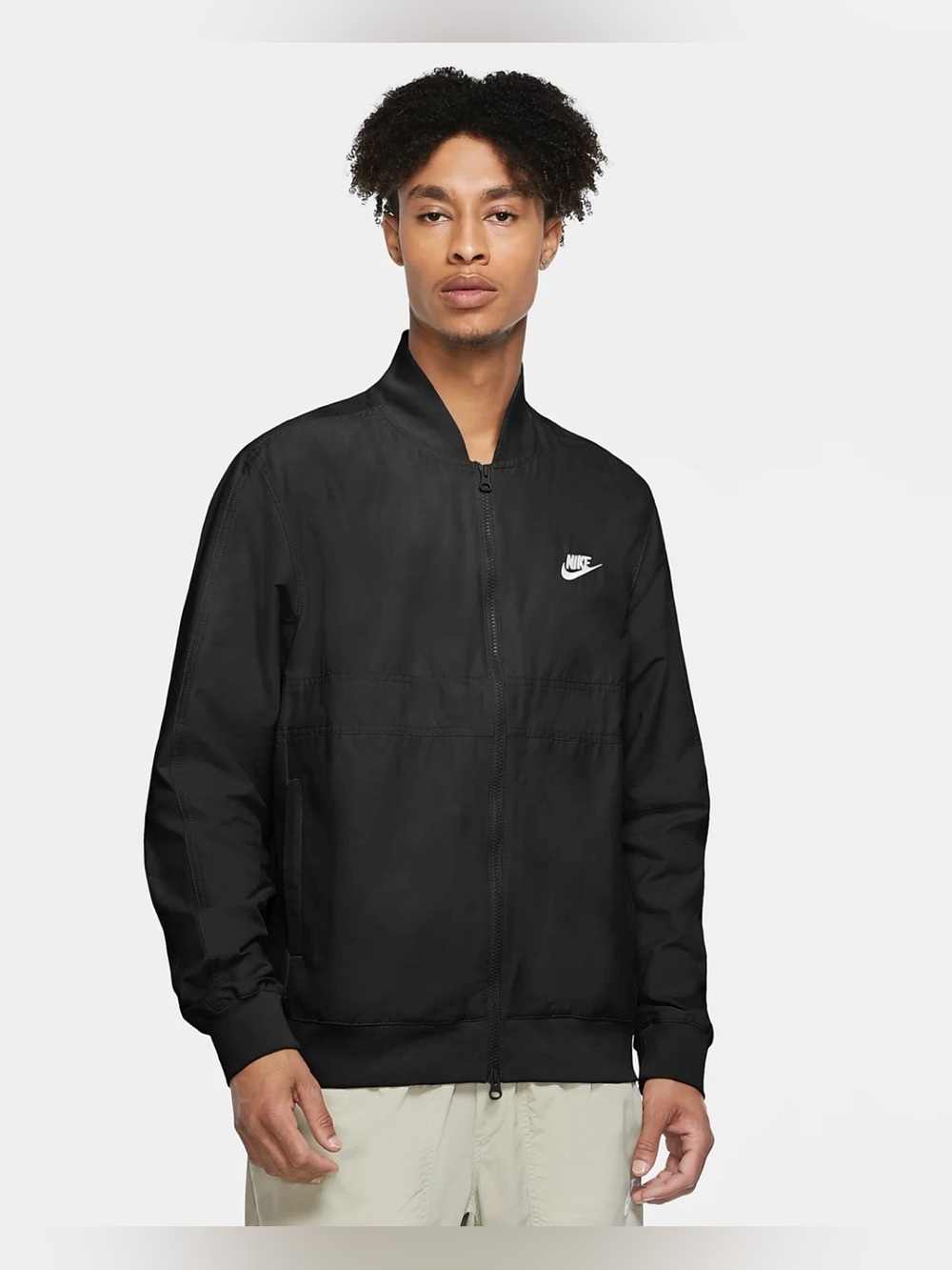 Nike Black Men’s Bomber Jacket with White Logo